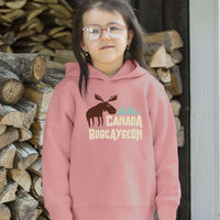 Bobcaygeon Canada Funny Moose with Pines Toddler Hoodie