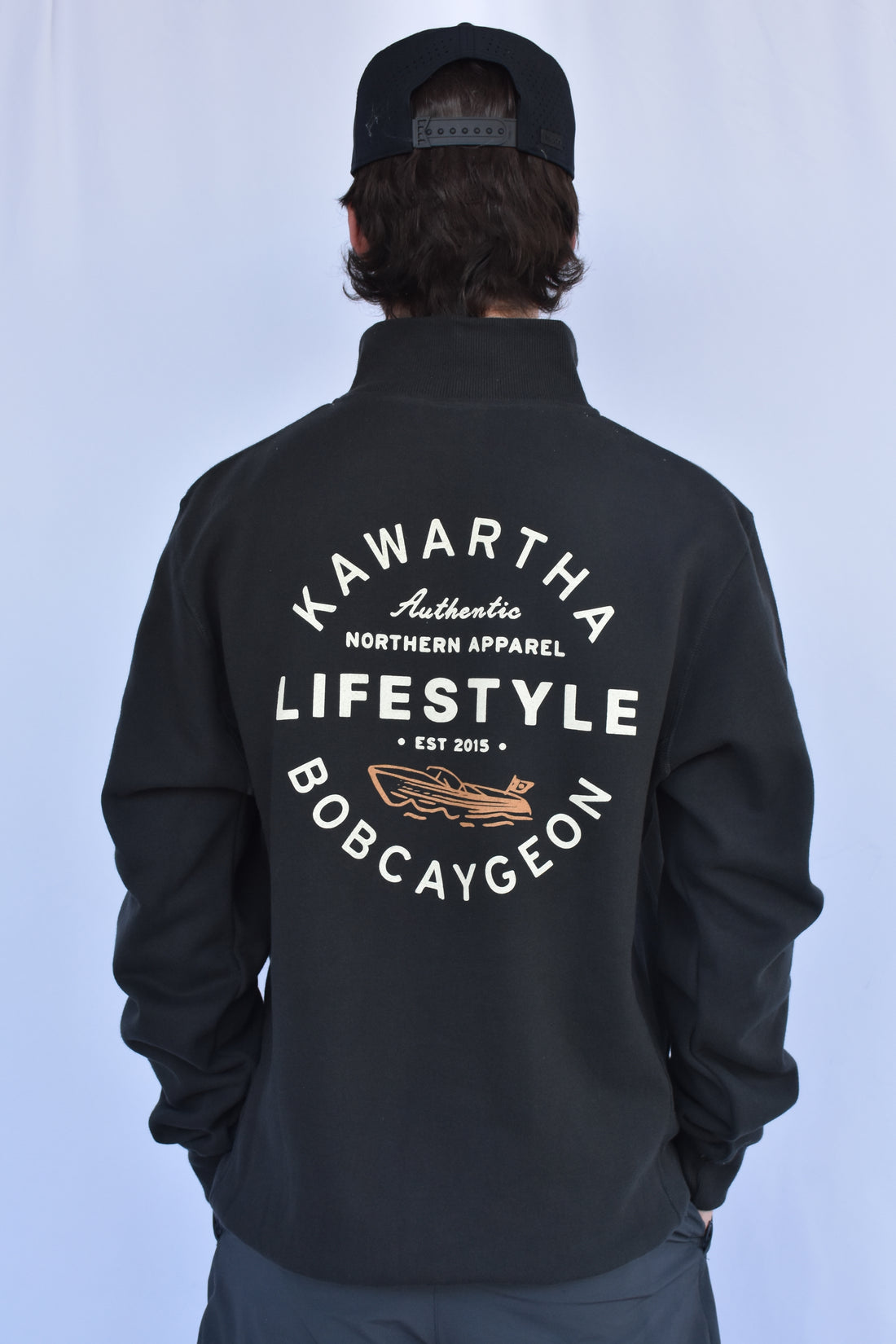 Kawartha Lifestyle  Bobcaygeon Boat Logo 1/4 Zip Sweater