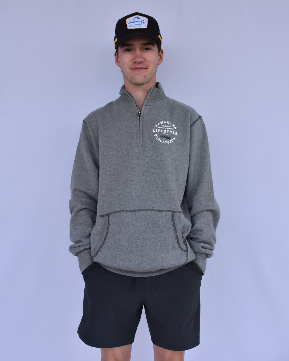 Kawartha Lifestyle  Bobcaygeon Boat Logo 1/4 Zip Sweater