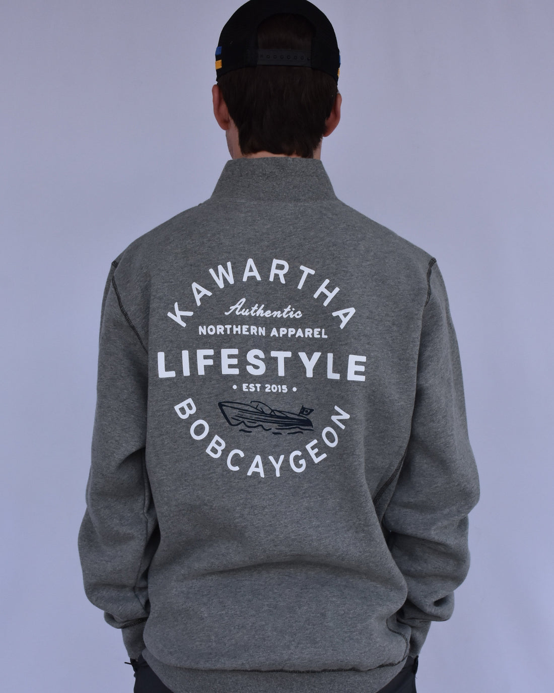 Kawartha Lifestyle  Bobcaygeon Boat Logo 1/4 Zip Sweater