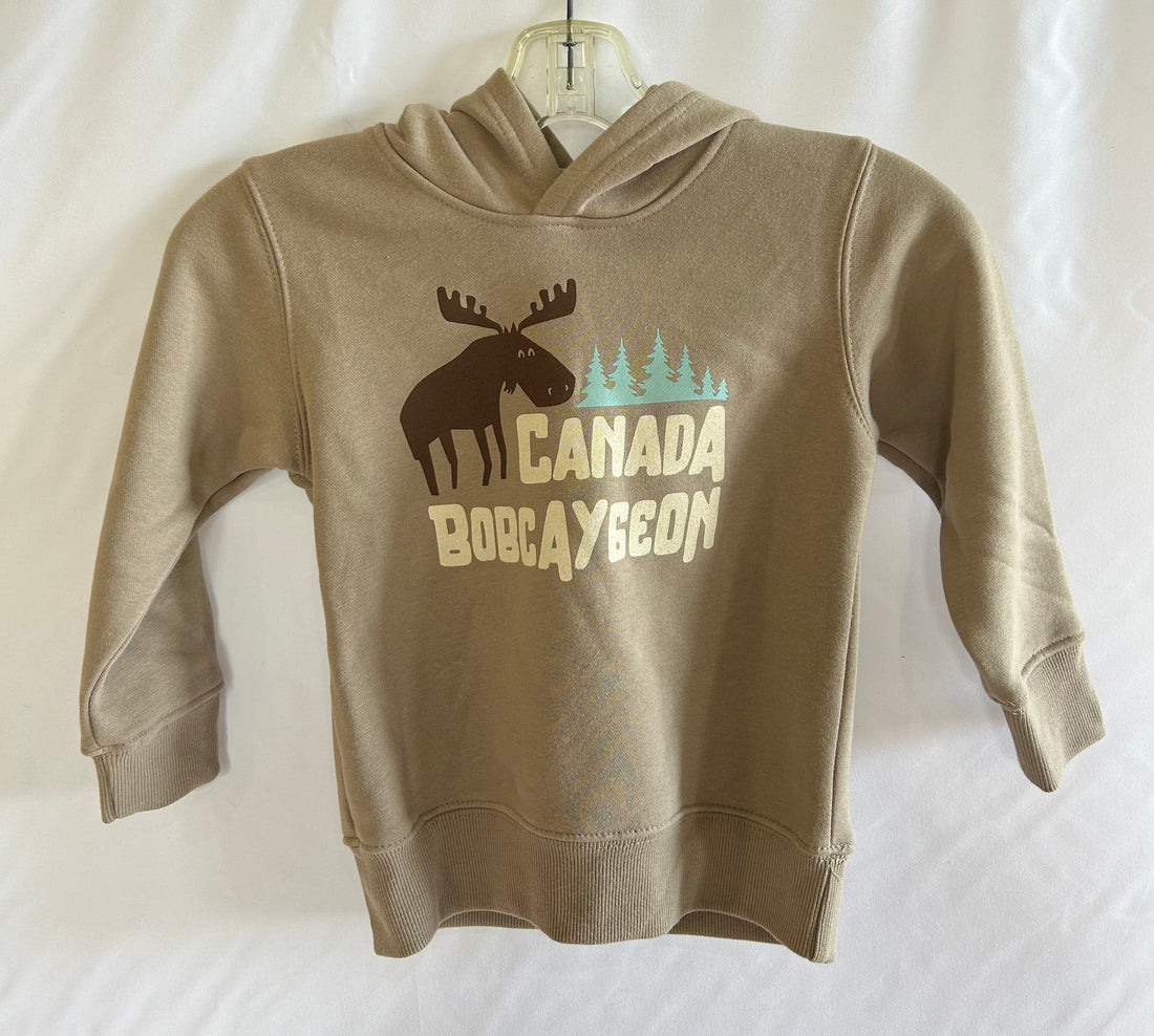 Bobcaygeon Canada Funny Moose with Pines Toddler Hoodie