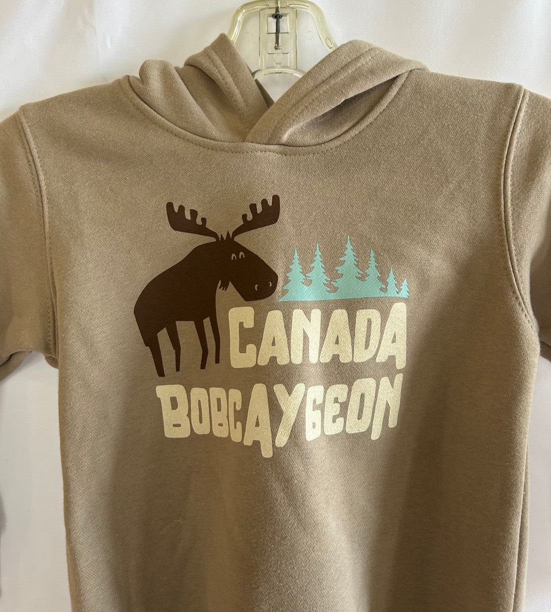 Bobcaygeon Canada Funny Moose with Pines Toddler Hoodie